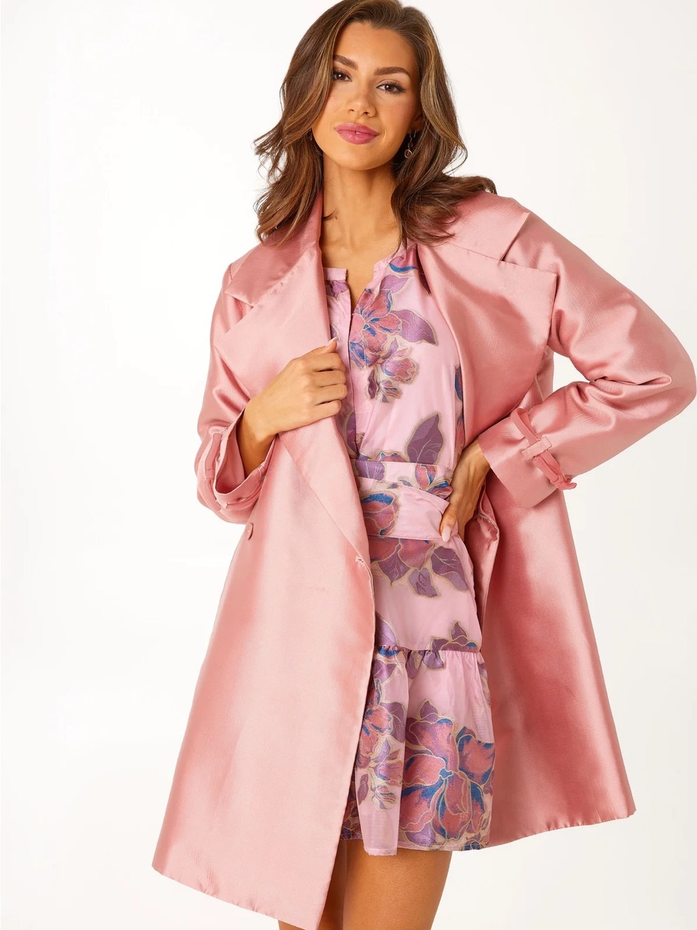 NWT Abbey Glass Marisol Coat Blush Mikado